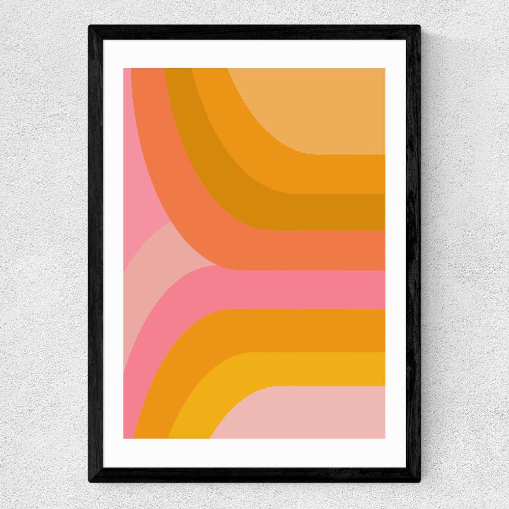East End Prints Retro Rainbow In Pink And Yellow