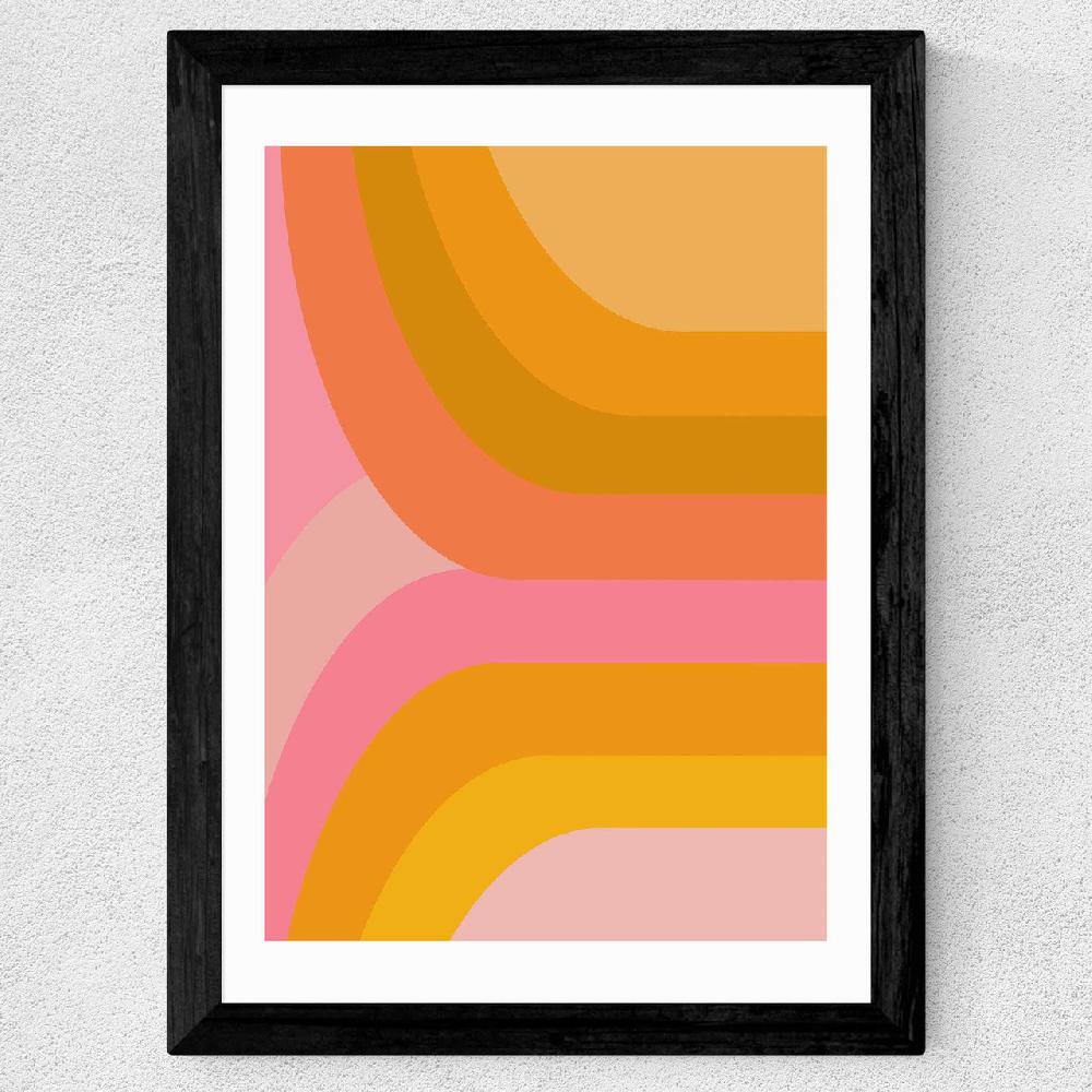East End Prints Retro Rainbow In Pink And Yellow