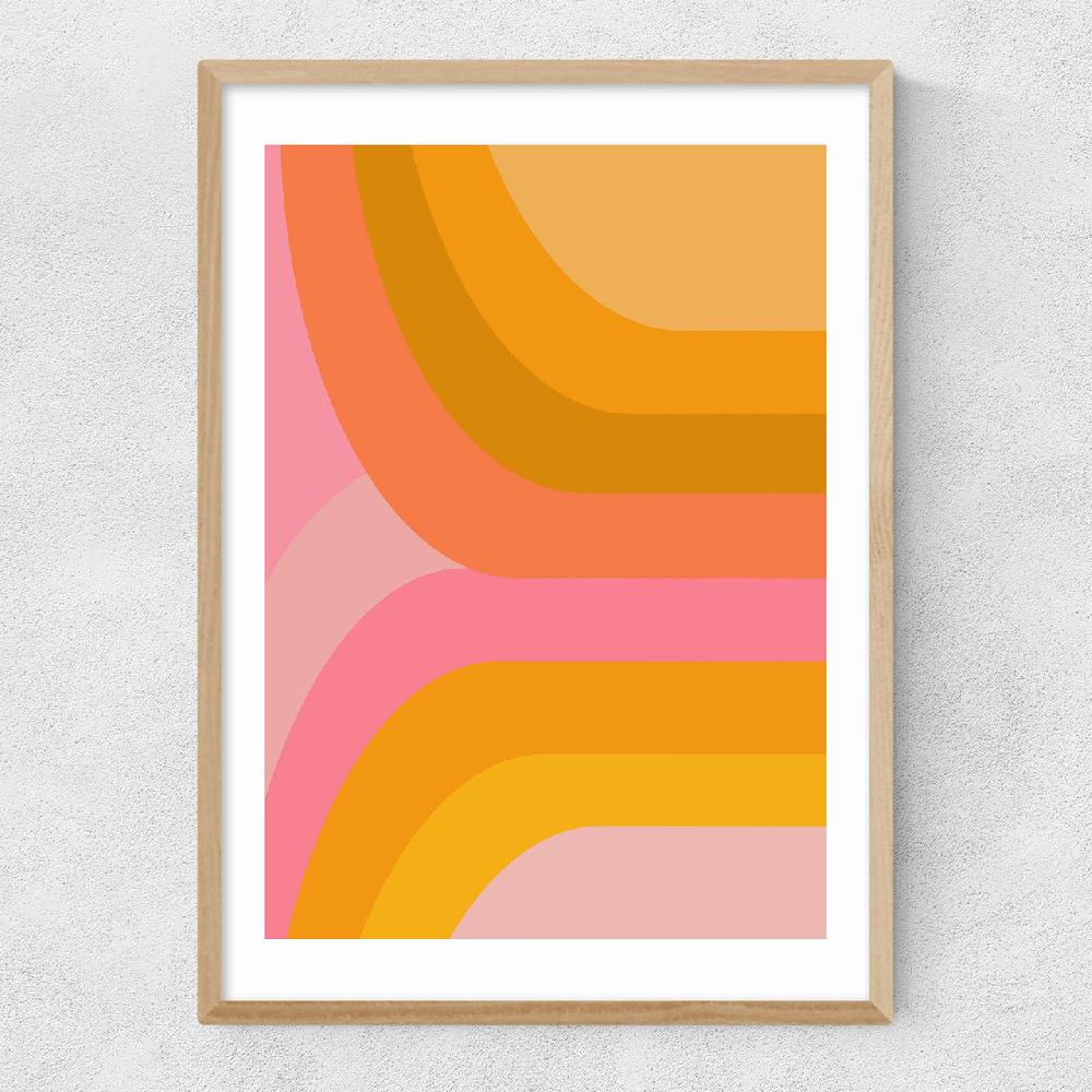 East End Prints Retro Rainbow In Pink And Yellow