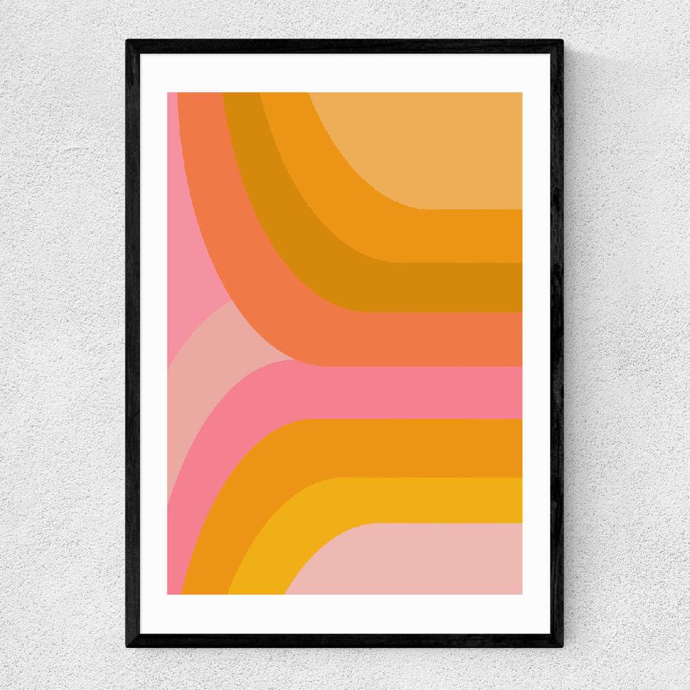 east end prints Retro Rainbow in Pink and Yellow
