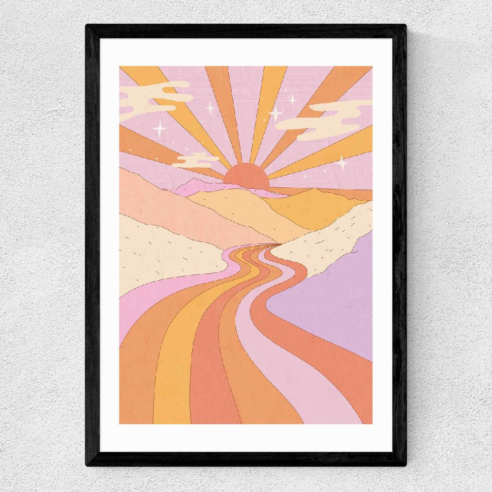 East End Prints Retro Valley Landscape