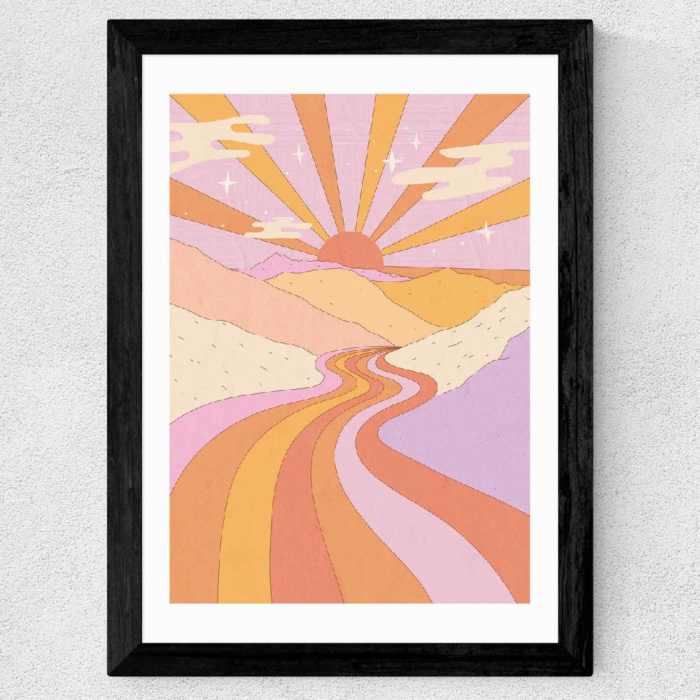 East End Prints Retro Valley Landscape