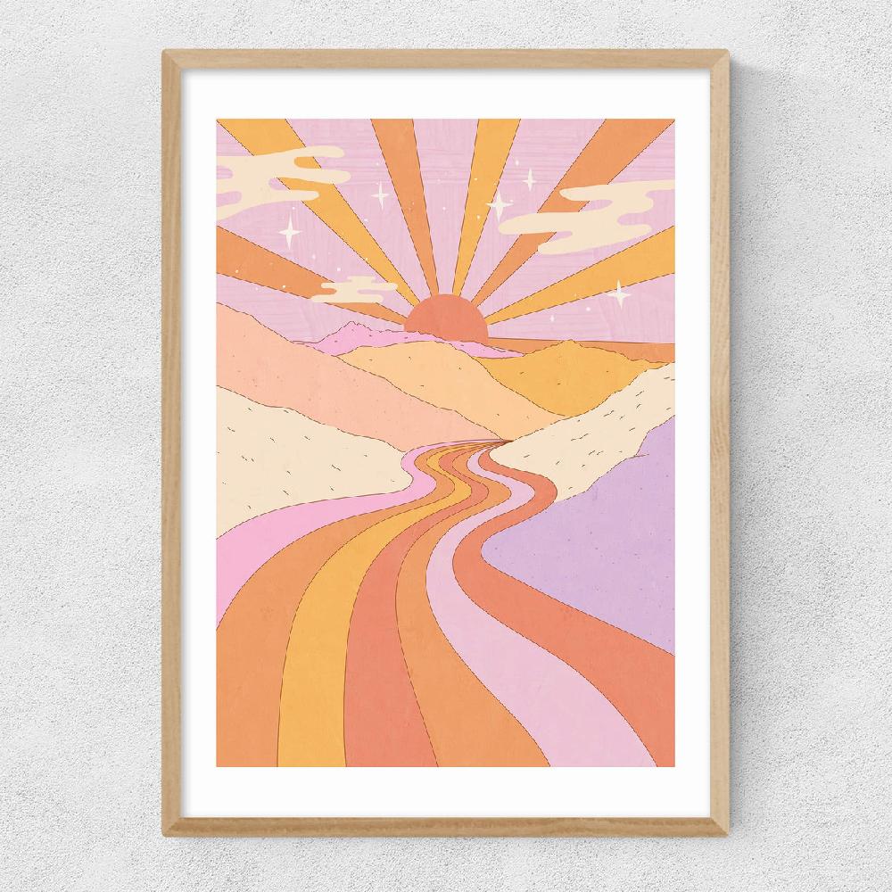East End Prints Retro Valley Landscape