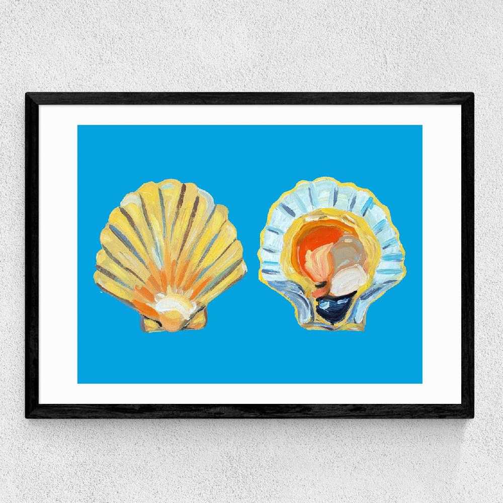 East End Prints Scallops On Blue