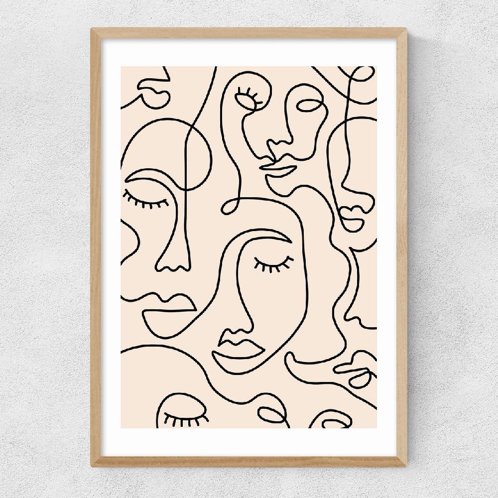East End Prints Single Line Faces