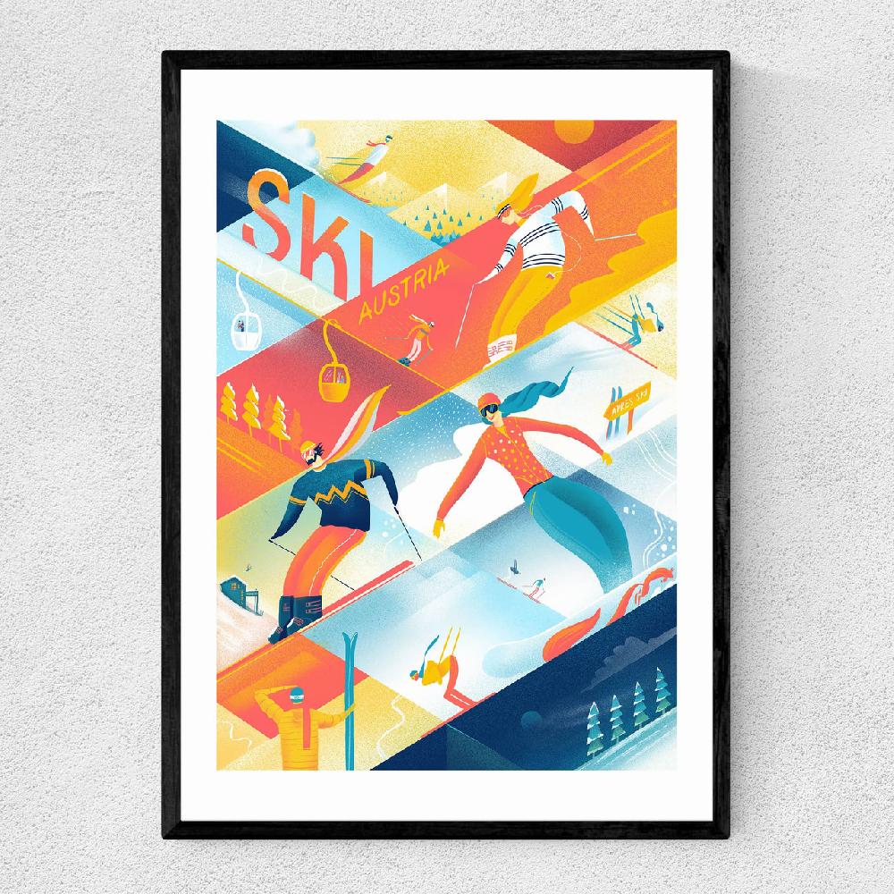 east end prints Ski The Lines