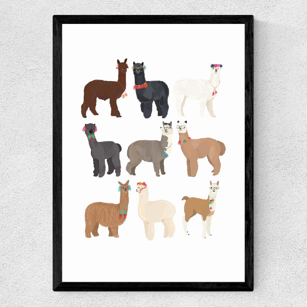 East End Prints Standing Lamas In Glasses