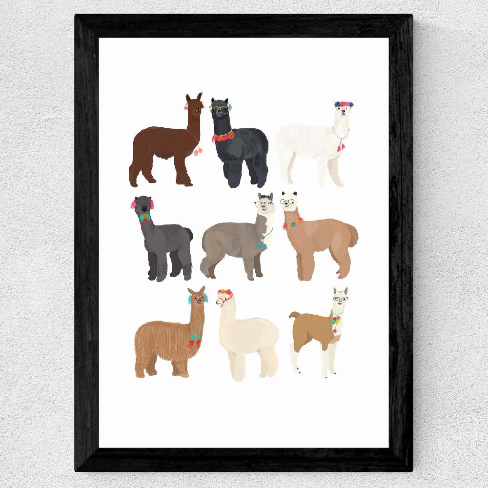 East End Prints Standing Lamas In Glasses