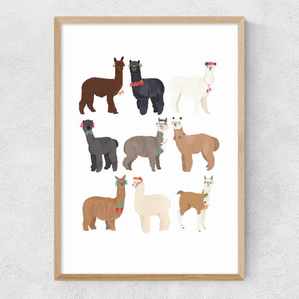 East End Prints Standing Lamas In Glasses