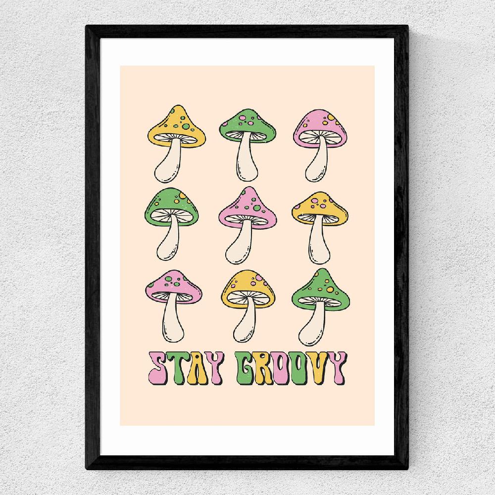 East End Prints Stay Groovy Mushroom