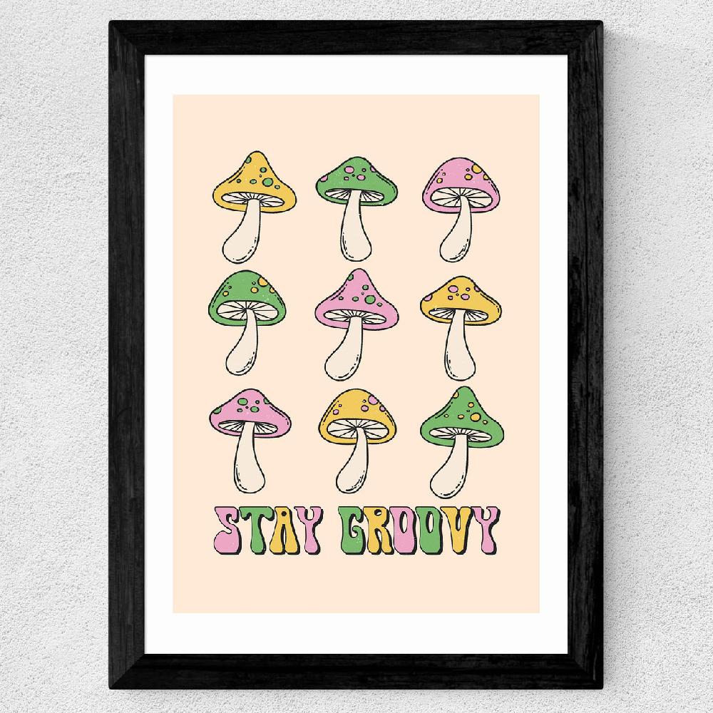 East End Prints Stay Groovy Mushroom