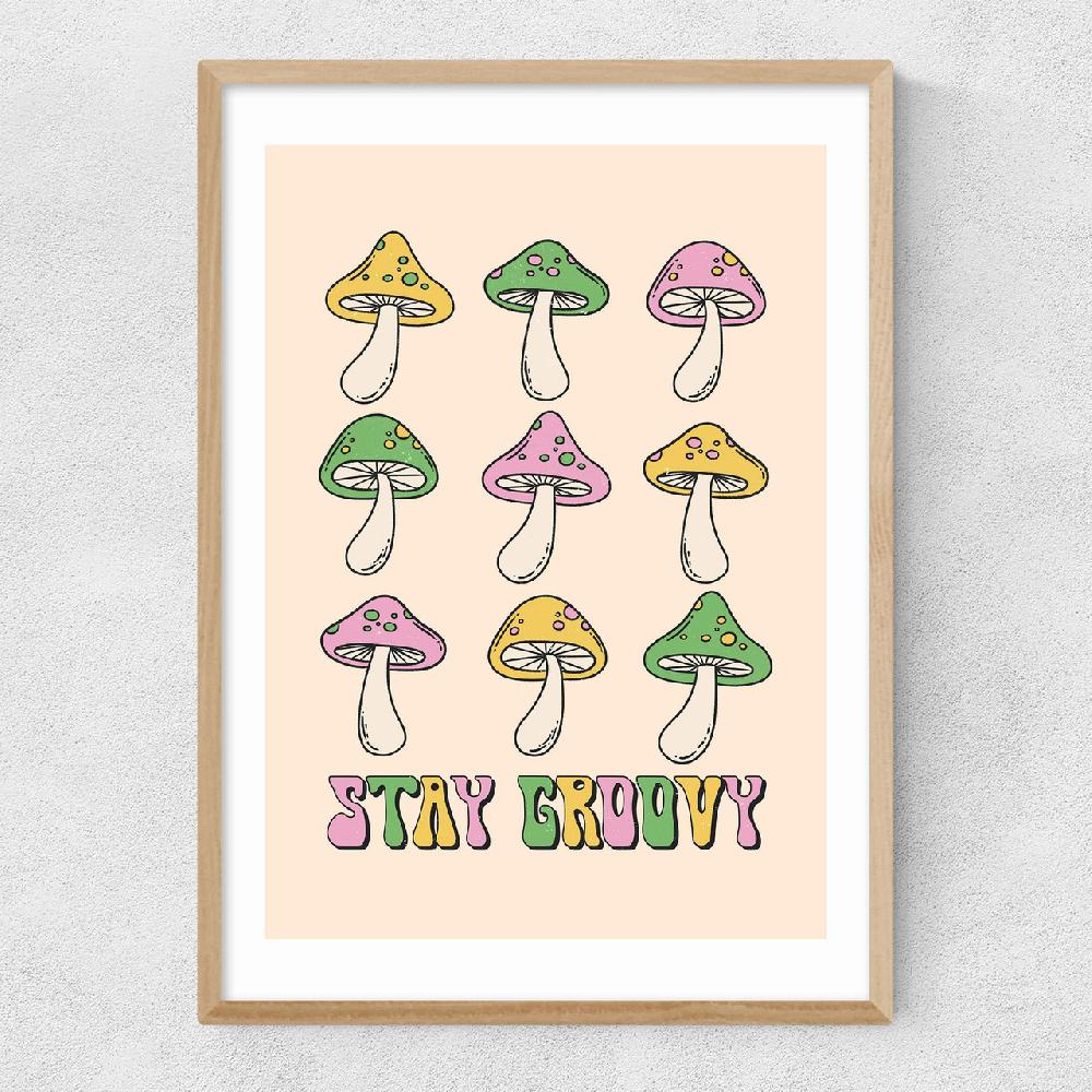East End Prints Stay Groovy Mushroom