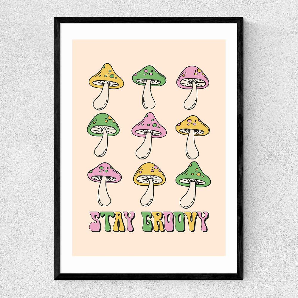 east end prints Stay Groovy Mushroom