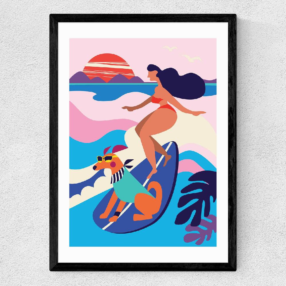 East End Prints Surf Dog