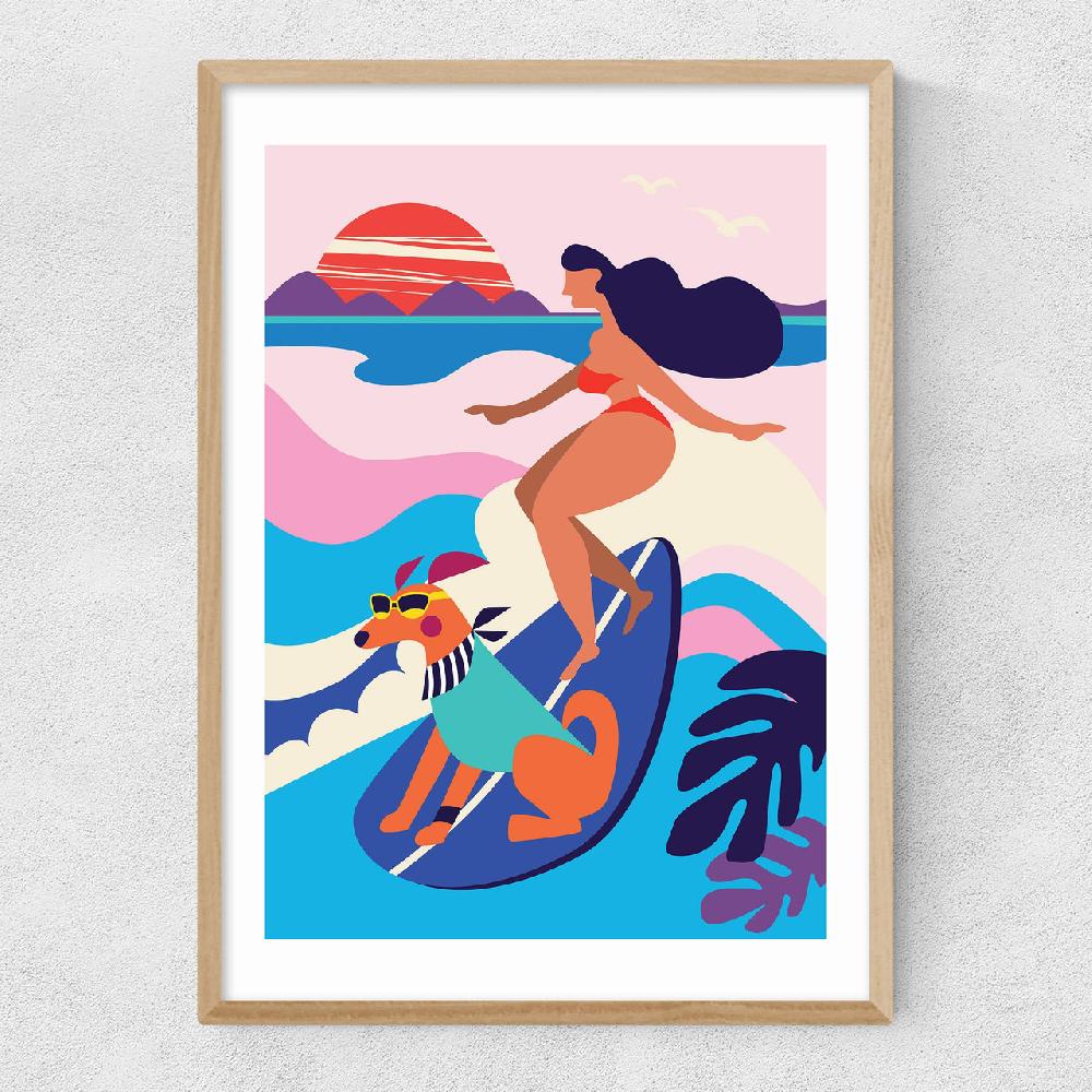 East End Prints Surf Dog