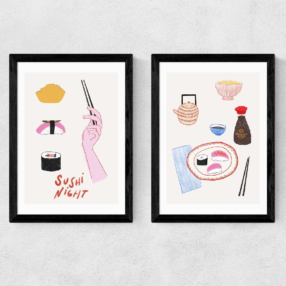 East End Prints Sushi Night Diptych