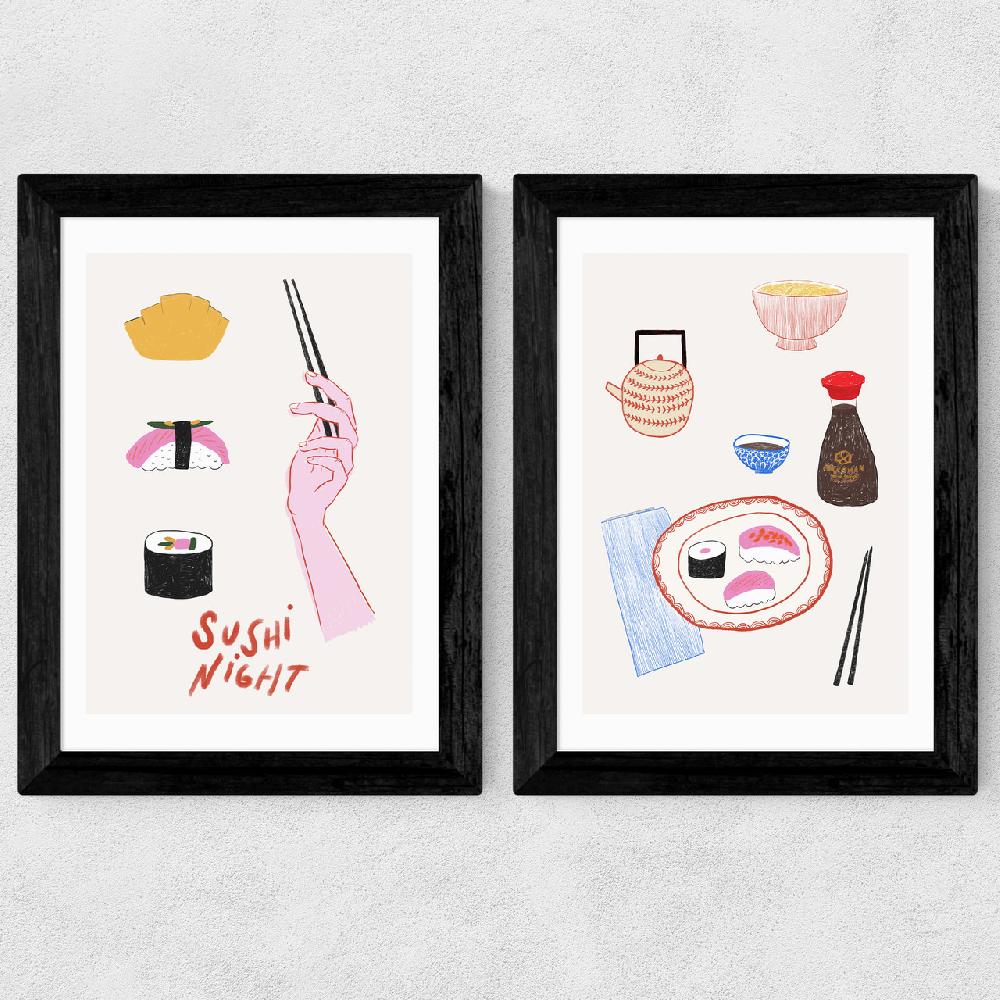 East End Prints Sushi Night Diptych