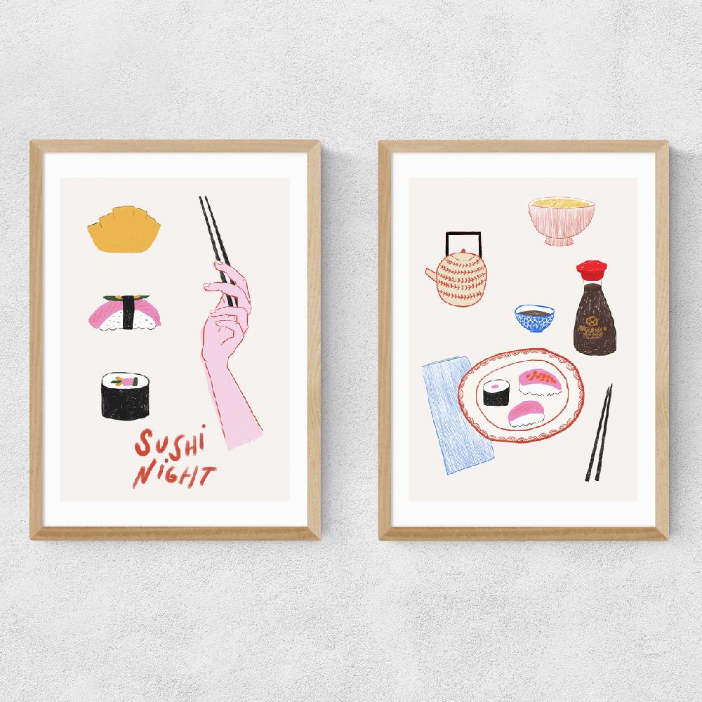 East End Prints Sushi Night Diptych