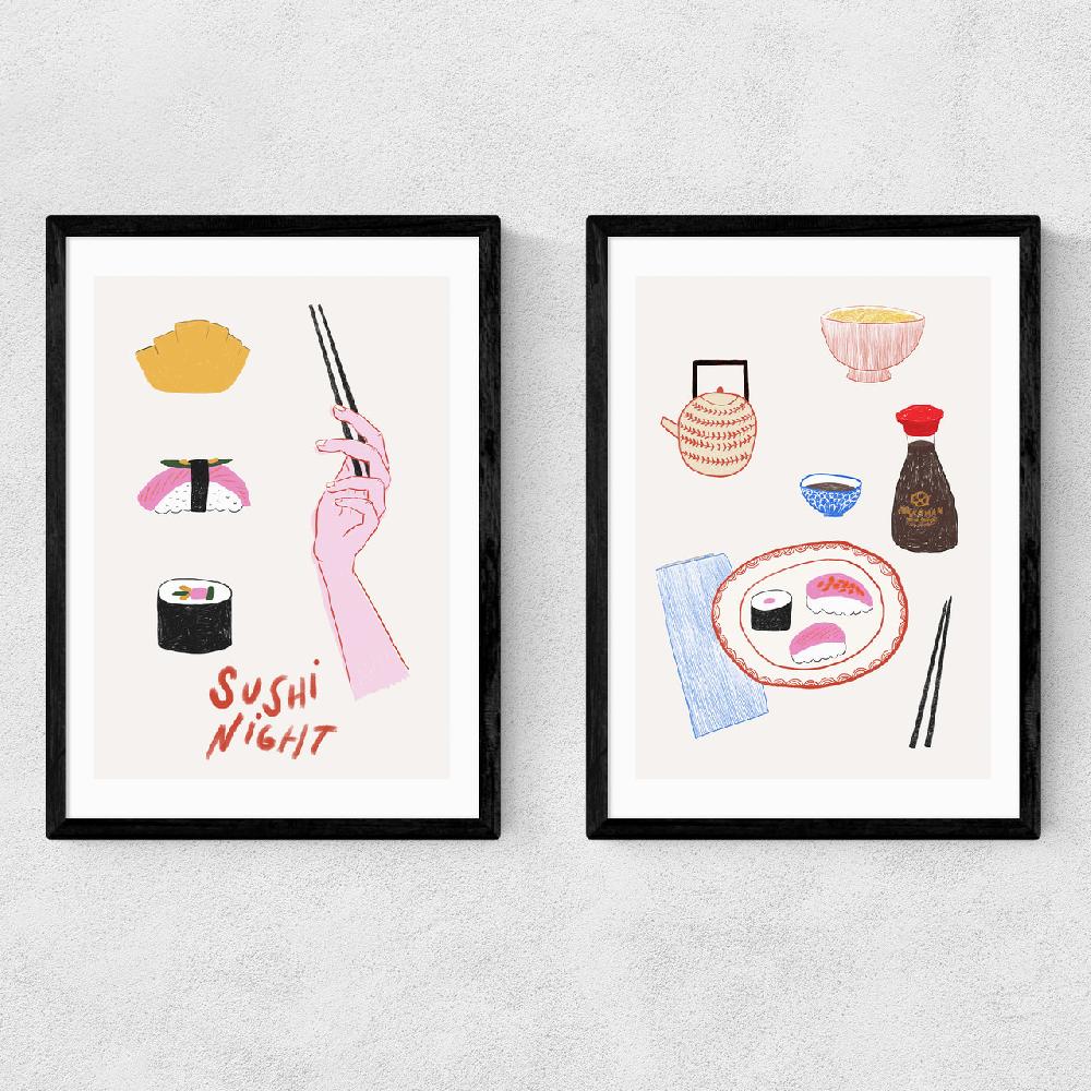 east end prints Sushi Night Diptych