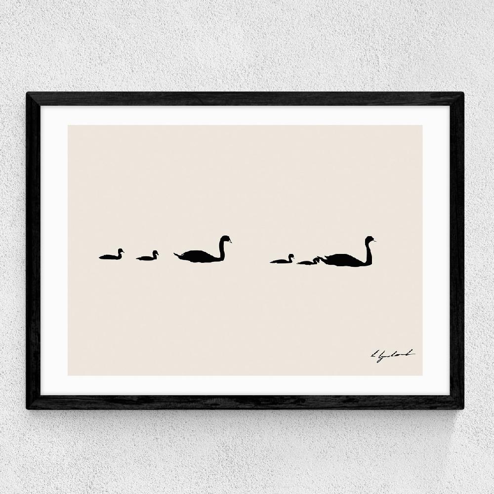 East End Prints Swan Family