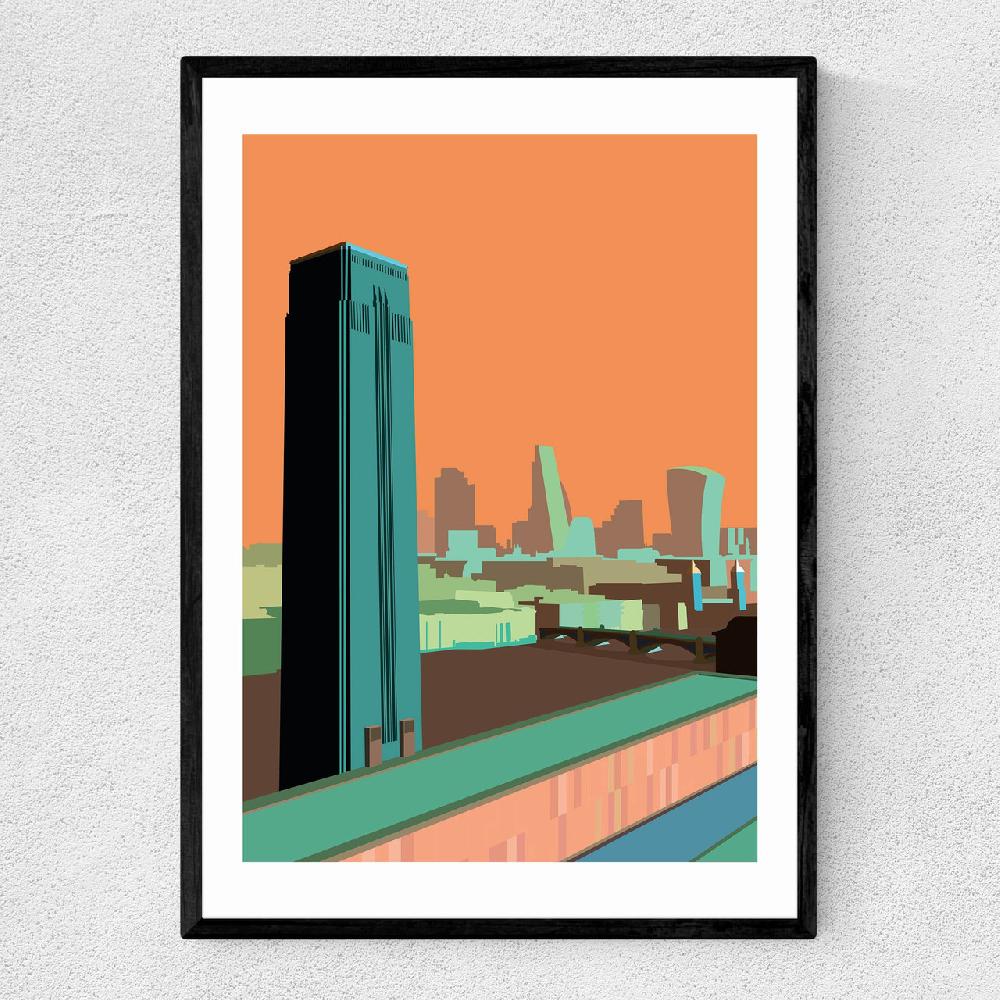 east end prints Tate Modern - City Skyline (Orange)