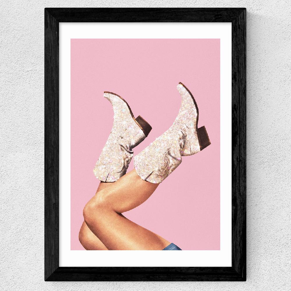 East End Prints These Boots - Glitter Pink