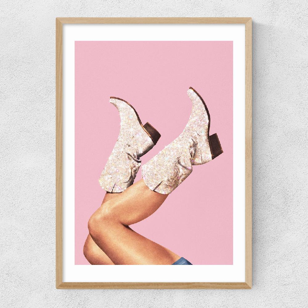 East End Prints These Boots - Glitter Pink