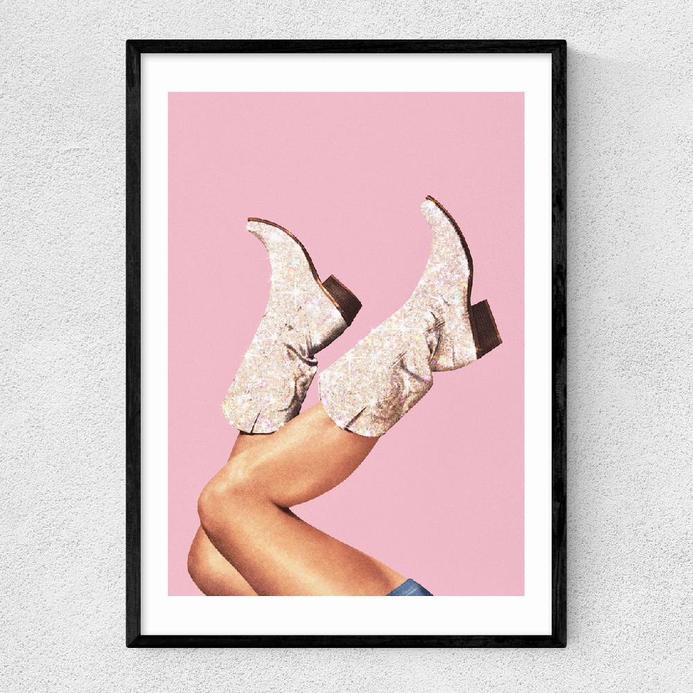 east end prints These Boots - Glitter Pink