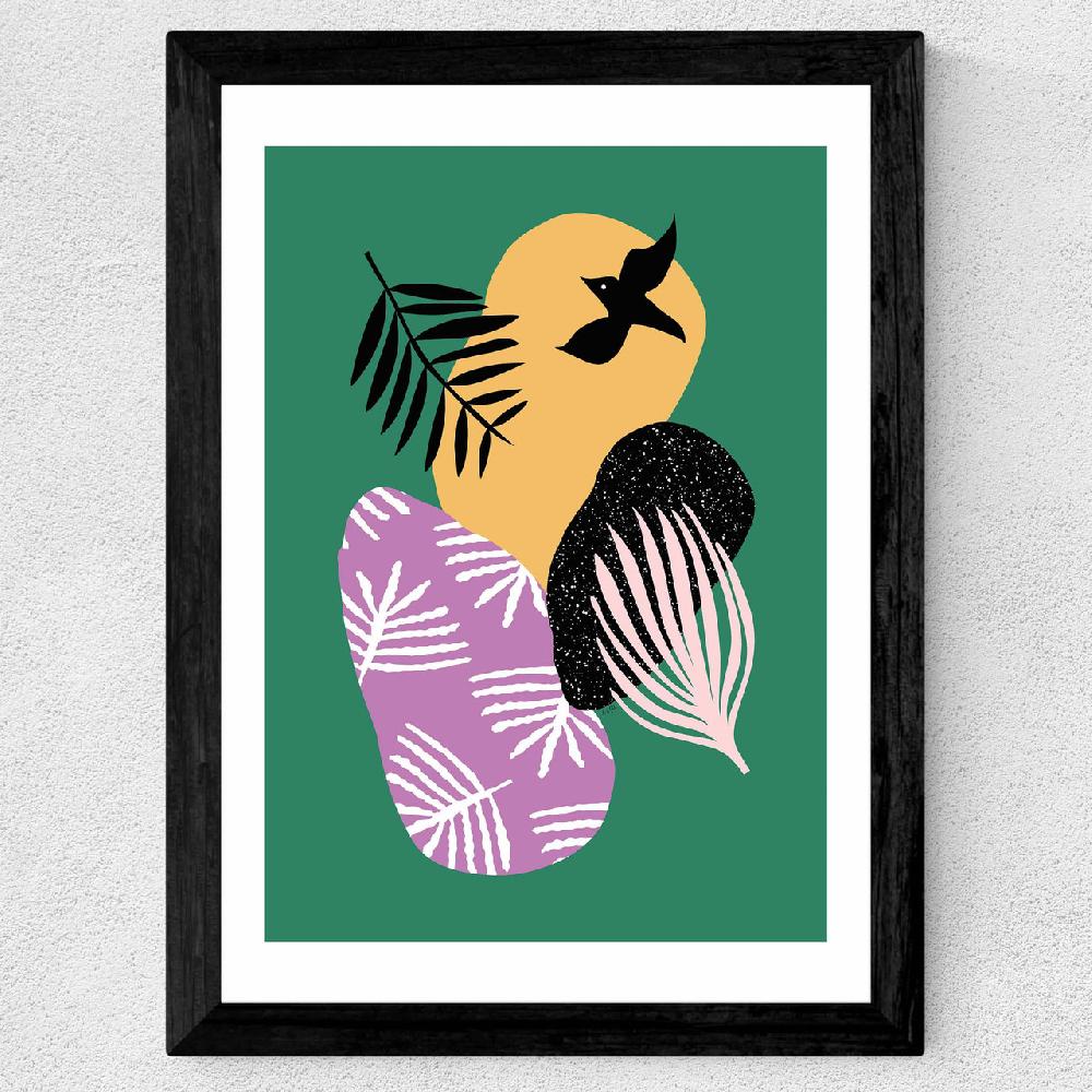 East End Prints Tropical Bird In Green