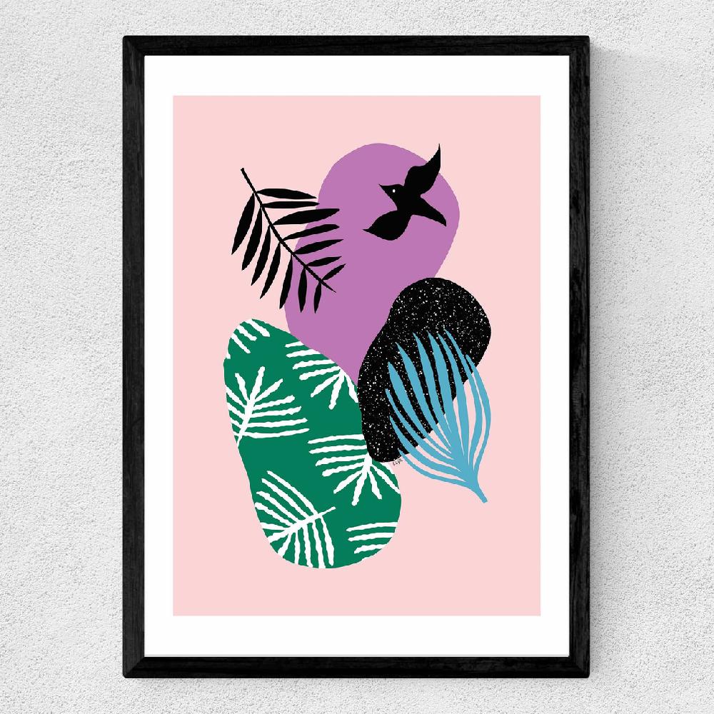East End Prints Tropical Bird In Pink