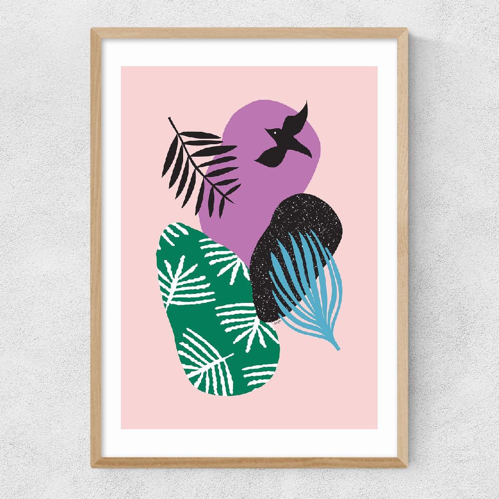 East End Prints Tropical Bird In Pink