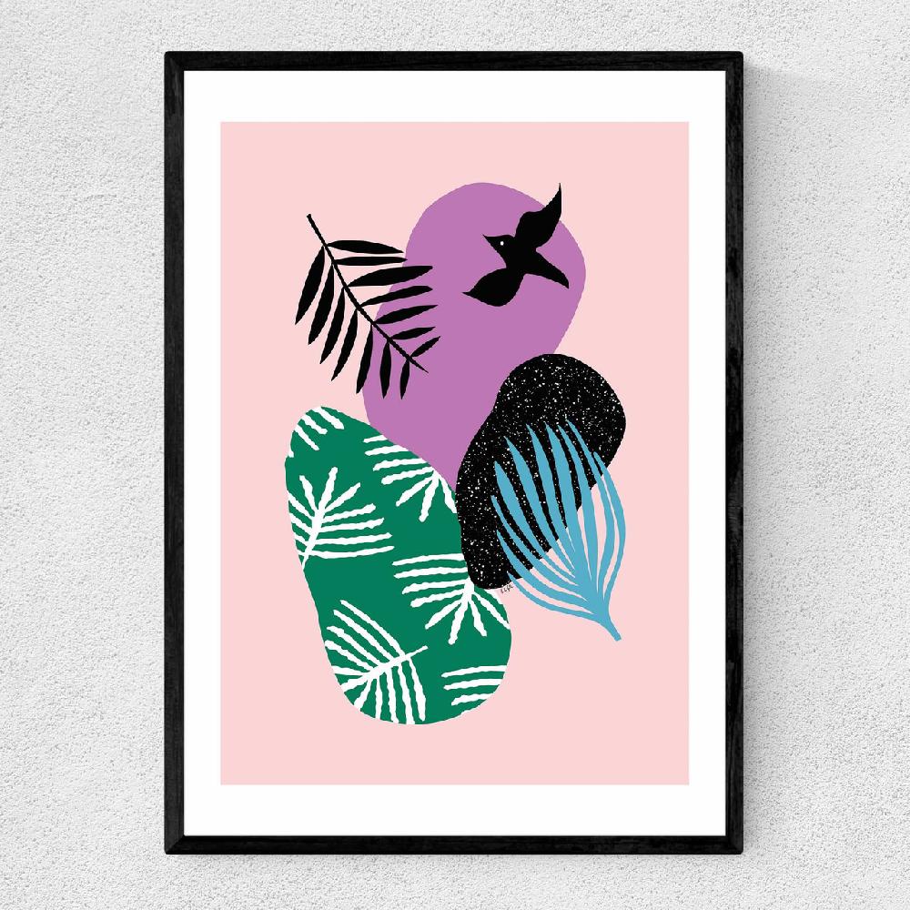 east end prints Tropical Bird In Pink
