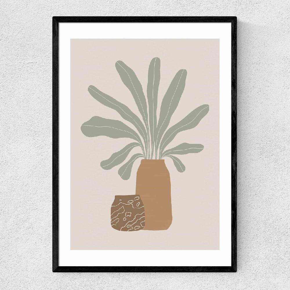 east end prints Two Brown Vases And Green Plant
