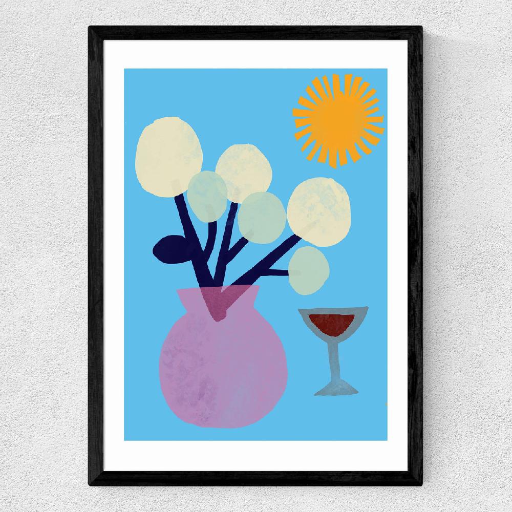 East End Prints Vase And Wine Glass