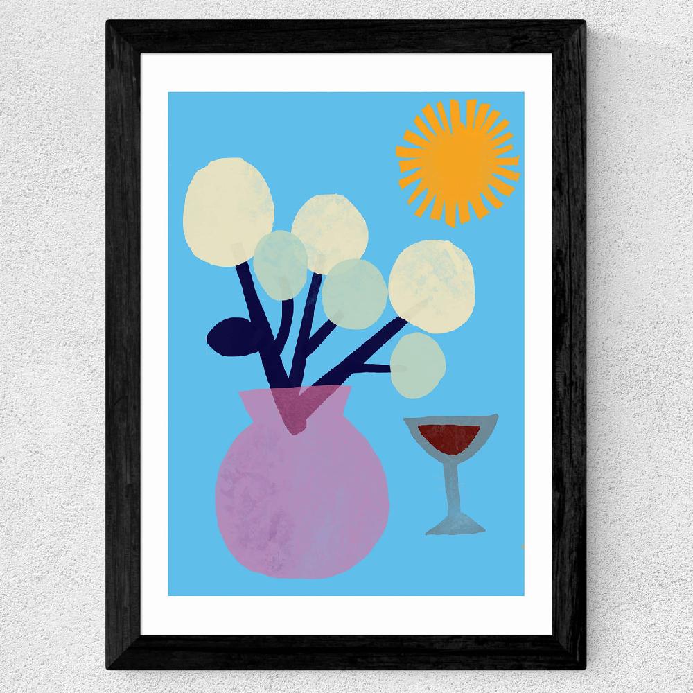 East End Prints Vase And Wine Glass