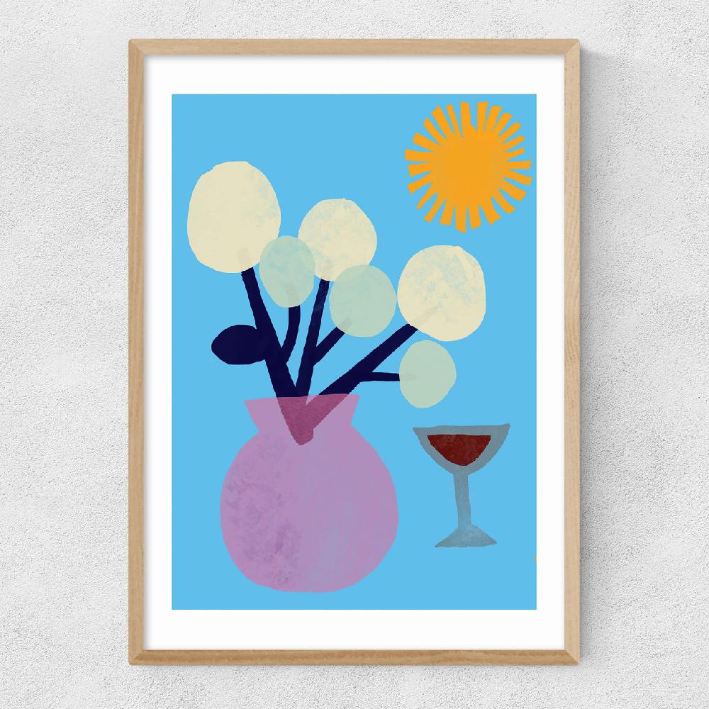 East End Prints Vase And Wine Glass