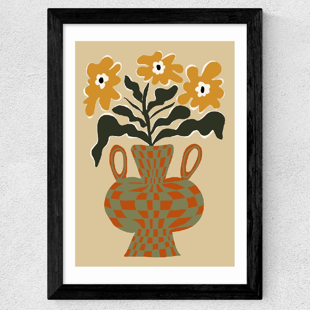 East End Prints Vintage Flower Vase With Check