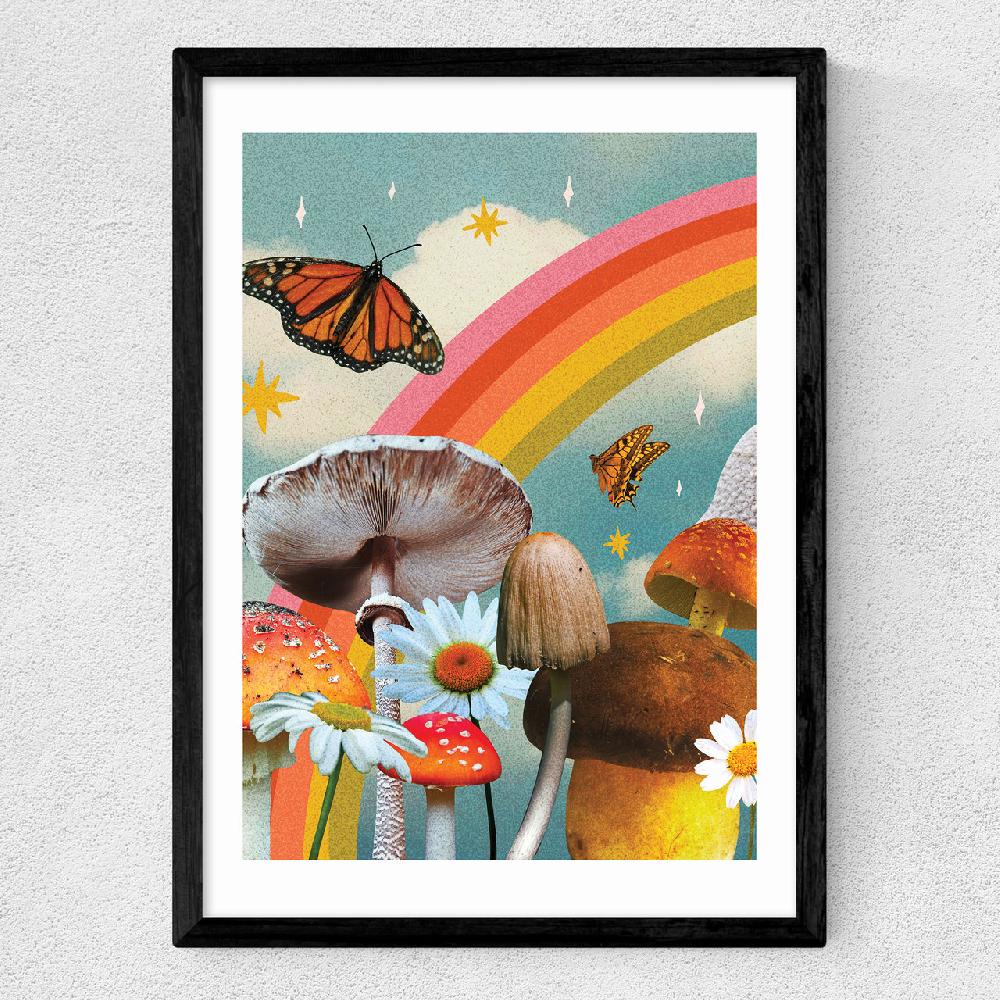 East End Prints Vintage Mushroom Collage