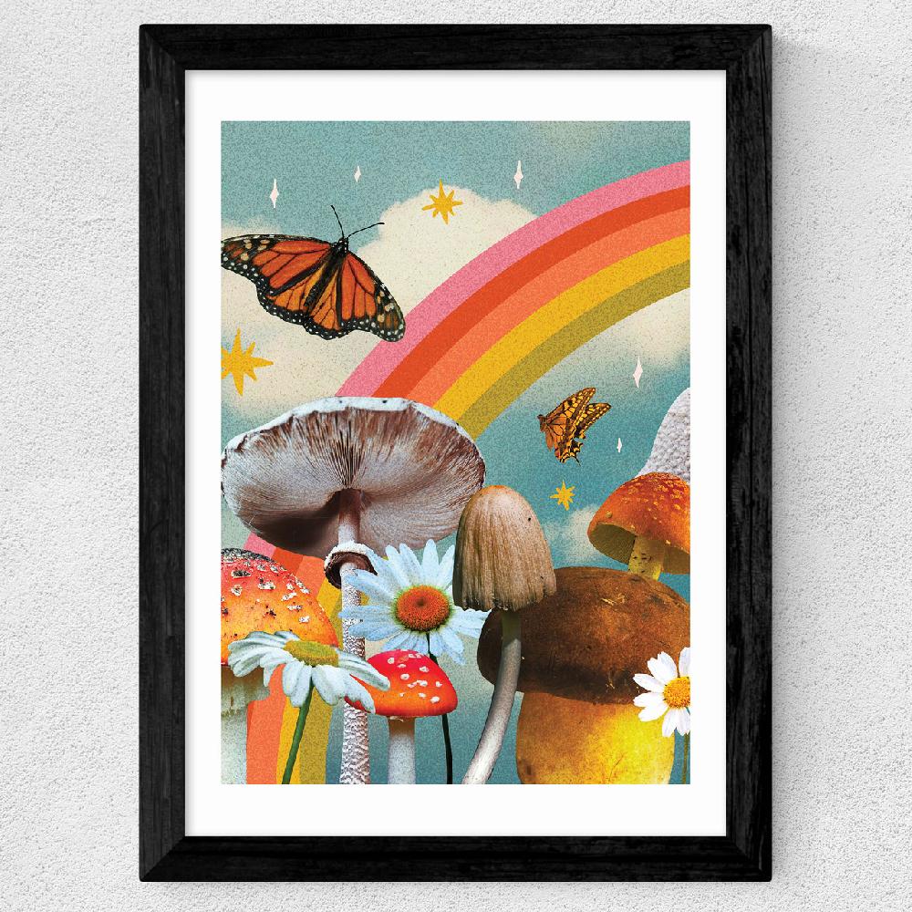 East End Prints Vintage Mushroom Collage