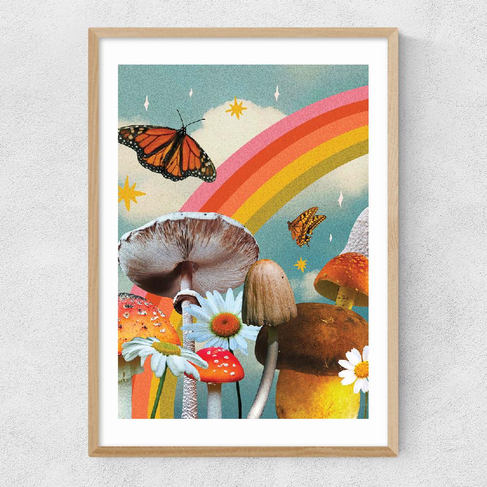 East End Prints Vintage Mushroom Collage