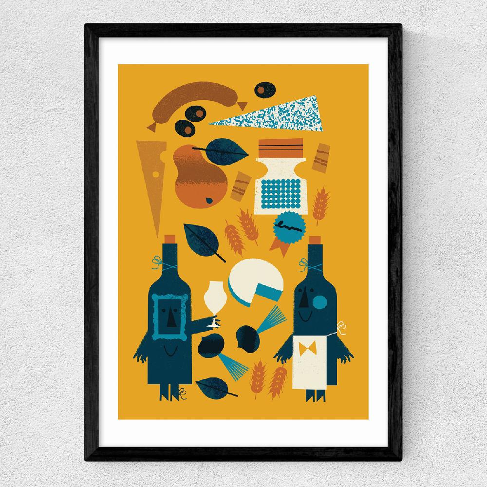 East End Prints Wine And Cheese