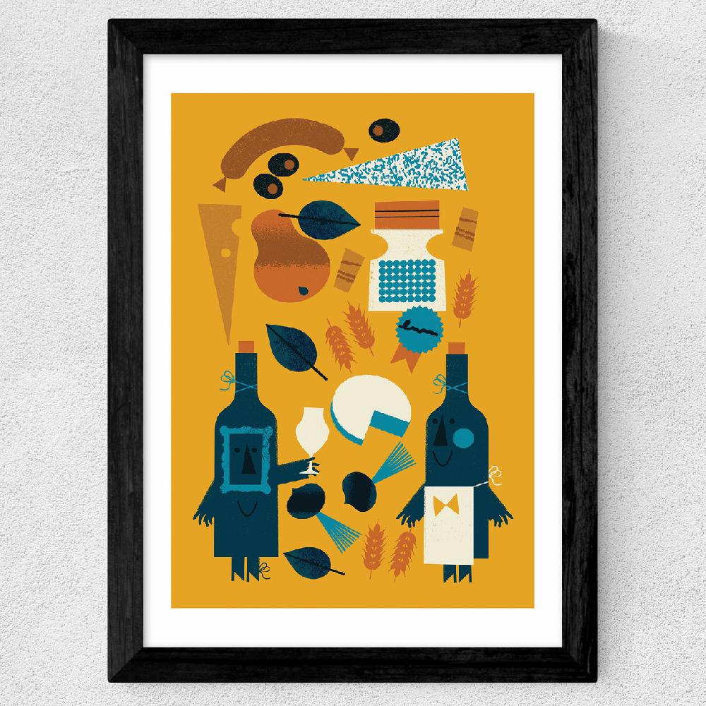 East End Prints Wine And Cheese