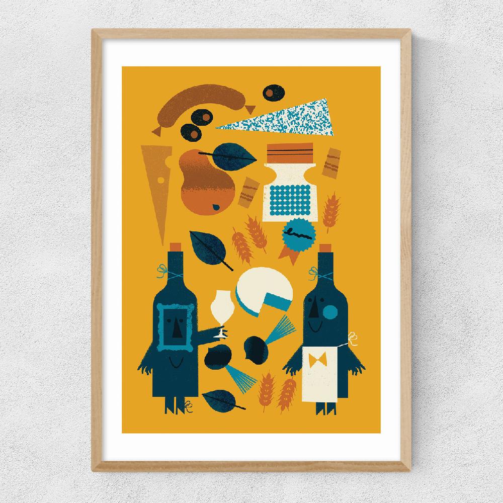 East End Prints Wine And Cheese