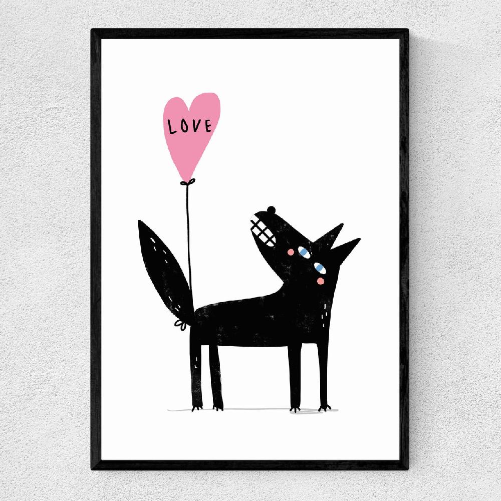east end prints Wolf Balloon Love