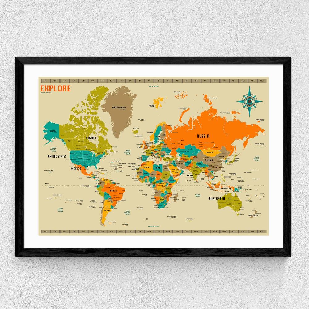 East End Prints World Map By Jazzberry Blue