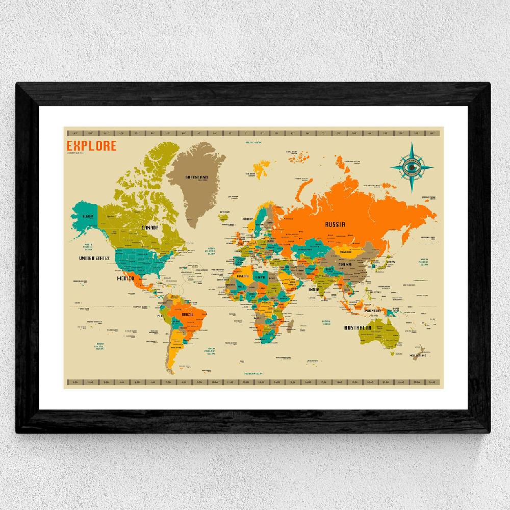 East End Prints World Map By Jazzberry Blue