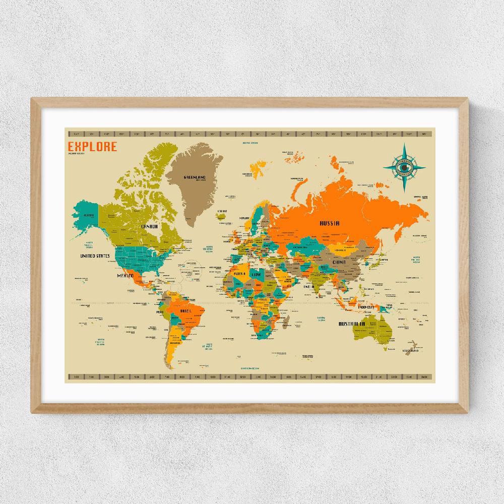 East End Prints World Map By Jazzberry Blue