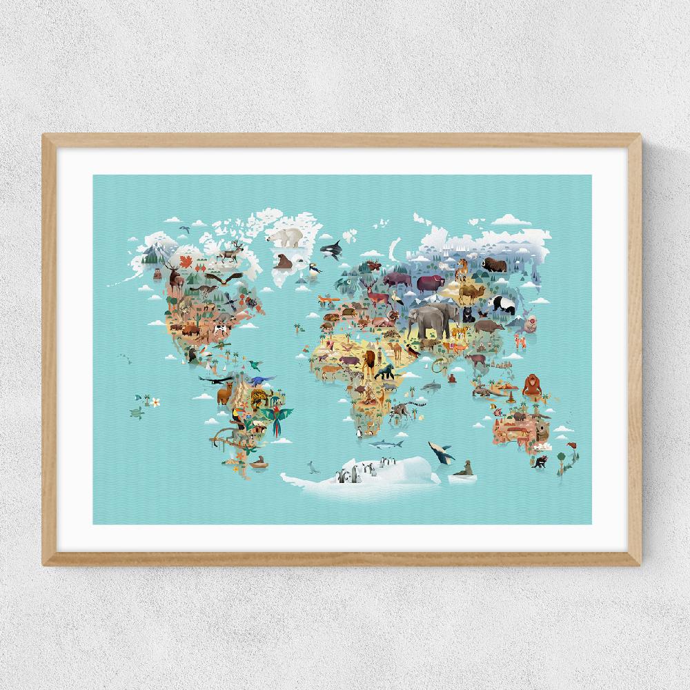 East End Prints World Map Of Animals