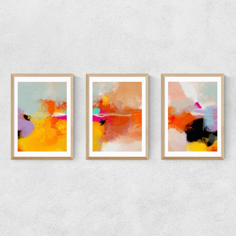 East End Prints Yellow Blush Triptych