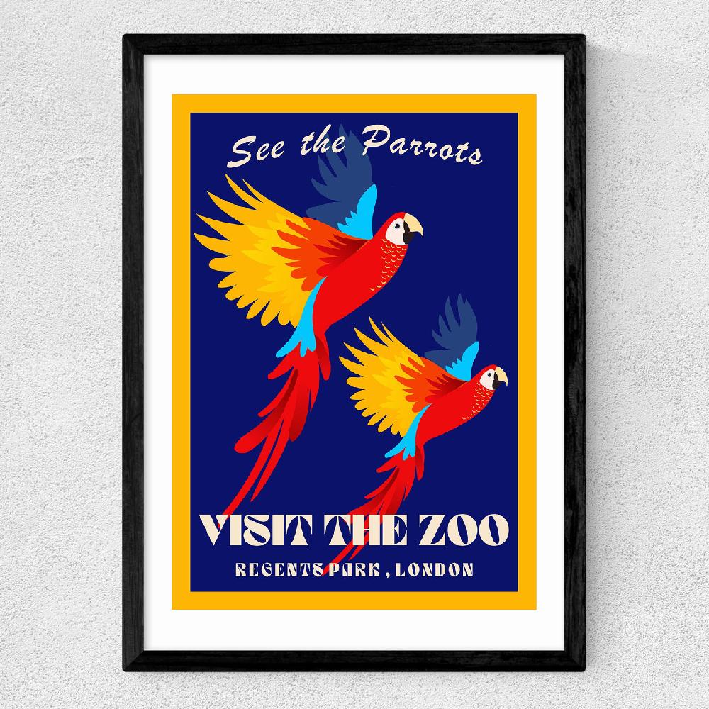 East End Prints Zoo Parrots